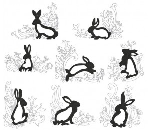 Stickdatei - Bunnies in the garden 1